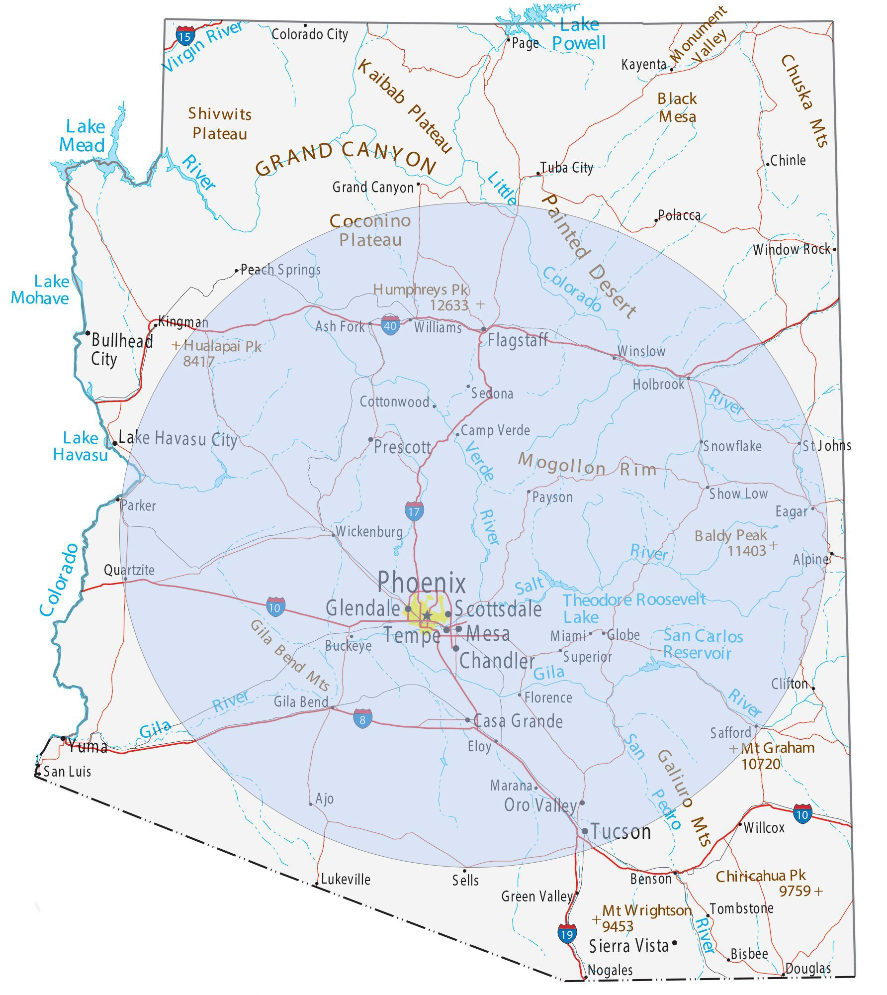 Arizona service area map
